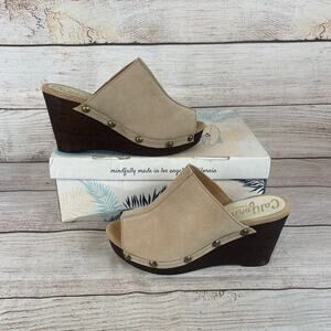 Californians Jamie Womens Sz 9 Platform Sandals Sand Suede